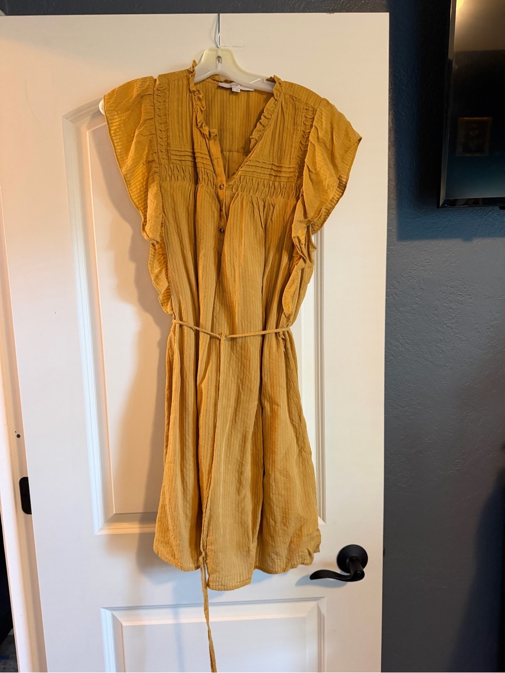LOFT XL Mustard Ruffle Sleeve Women’s Dress